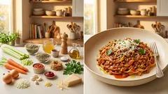 Linsen-Gemüse-Bolognese mit Ajvar: herzhaft, vegetarisch und ideal fürs Meal-Prep