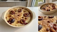 Reisauflauf mit Zwetschgen: cremiger Milchreis aus dem Ofen, schnell gemacht