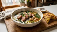 Minestra maritata napoletana: kräftige Wintersuppe mit Polenta-Pizza zum Tunken