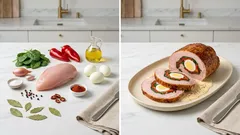 Gefüllter Putenbraten aus dem Bräter – saftig mit Spinat, Paprika und Ei