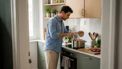 Express-Kharcho in 20 Minuten: georgische Suppe mit geräucherten Rippchen, Reis und Walnüssen