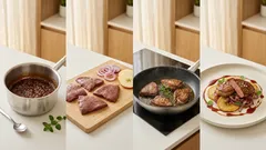 Kalbsleber mit Äpfeln und roten Zwiebeln – erst anbraten, dann saftig im Ofen garen