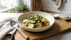 Zucchini-Champignonpfanne in 10 Minuten – mit Butter, Zitrone und Petersilie