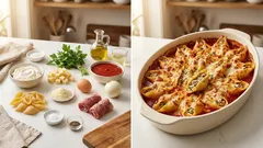 Gefüllte Conchiglioni aus dem Ofen: Ricotta-Füllung in kräftigem Tomatensugo