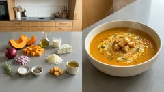 Kürbissuppe mit Gorgonzola – cremig aus einem Topf, mit schneller Käsecreme
