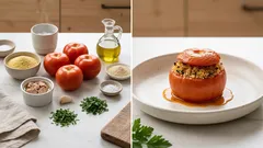 Gefüllte Tomaten aus der Heissluftfritteuse – mit Couscous, Thon und knusprigem Topping