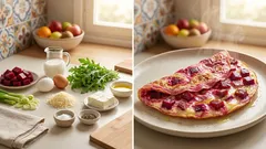 Rote-Bete-Omelett mit Rucola: in 15 Minuten herzhaft und schön saftig